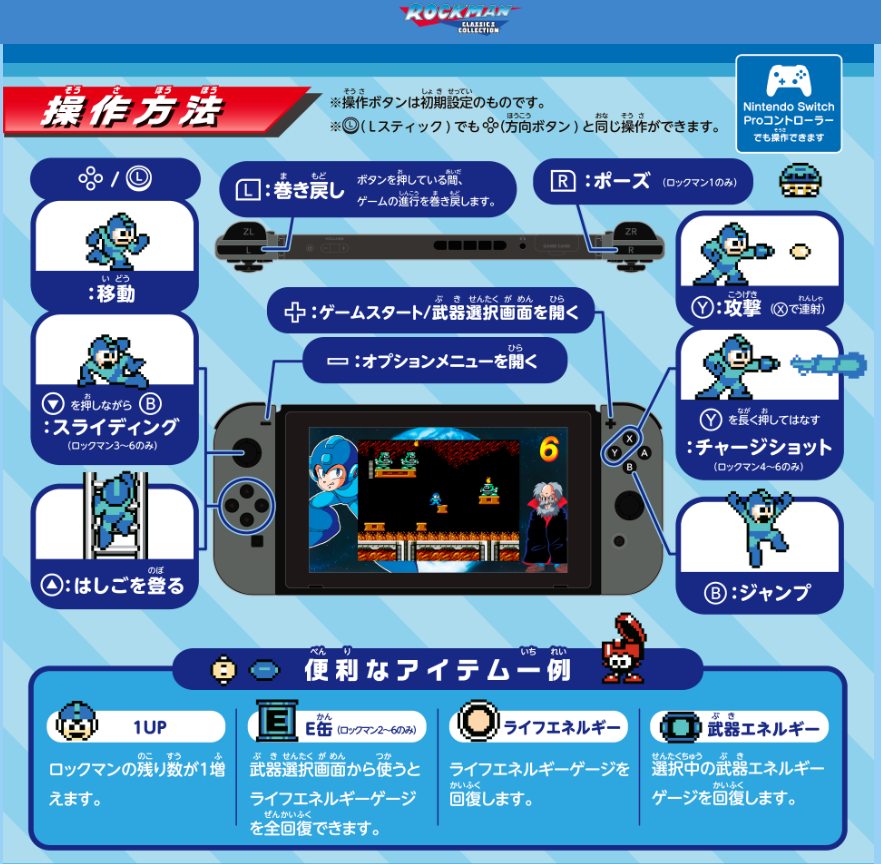 ロックマン クラシックス コレクション 操作方法